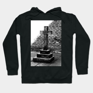 Dark cross on an old church, black and white photography Hoodie